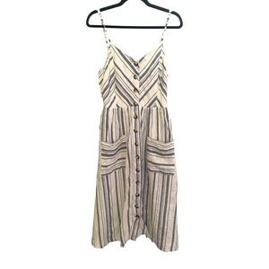 Reitmans Cream Midi Sundress with Pleated Ruffles